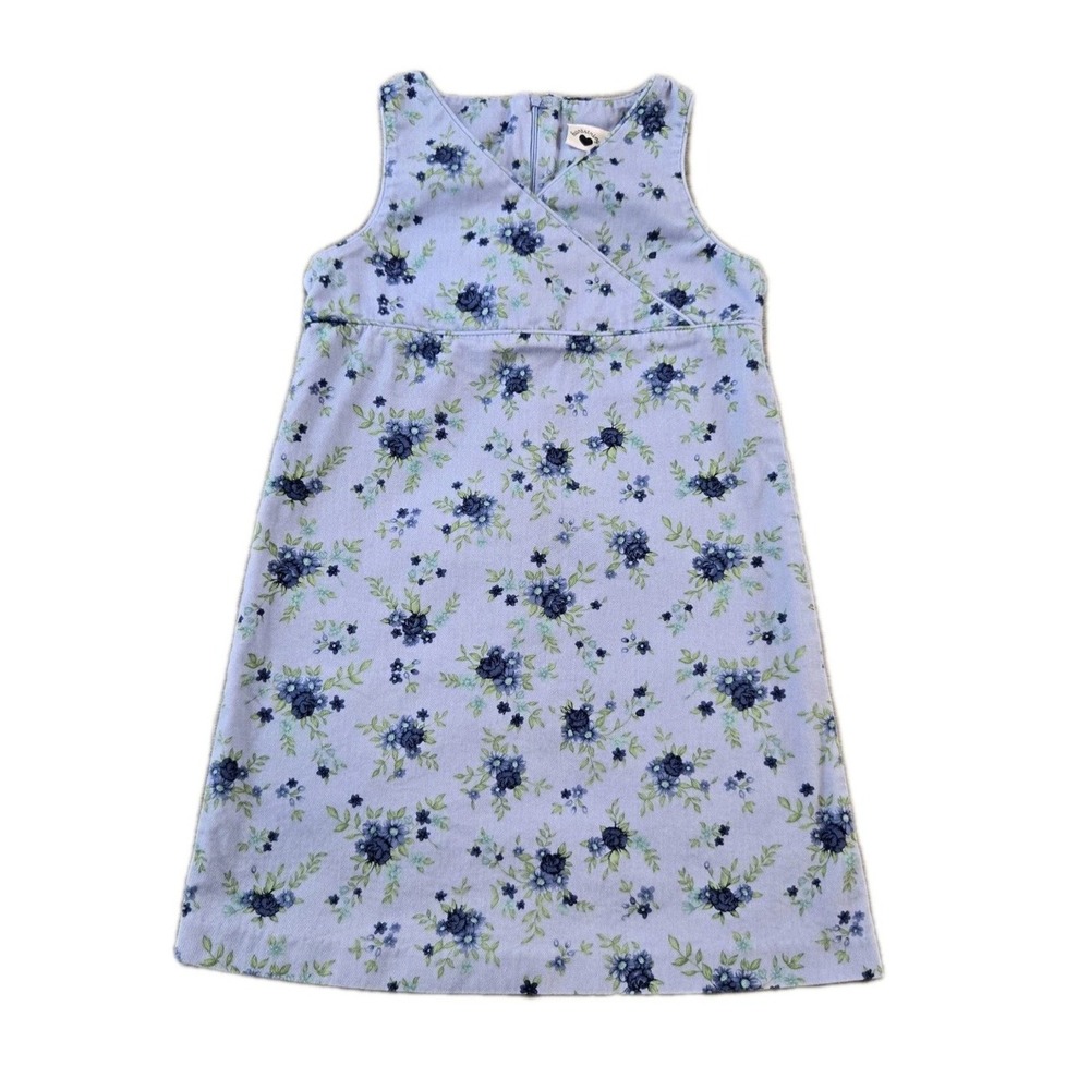 Hartstrings Girl's Knee Length Corduroy Dress Back Zip Floral Cotton Size 8